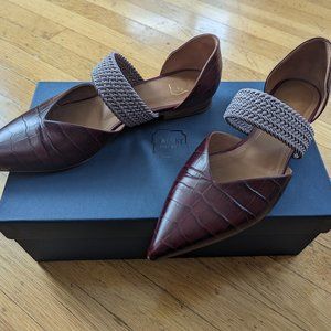 Malone Souliers 'Masie' burgundy croc ballerina flat